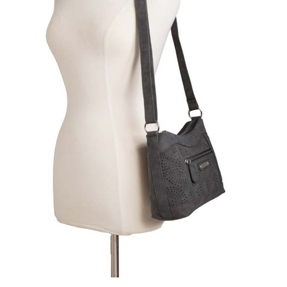 Stonemoutain Charcoal Grey Nubuck Faux Leather Irene Hobo Handbag NWT. - Picture 2 of 13